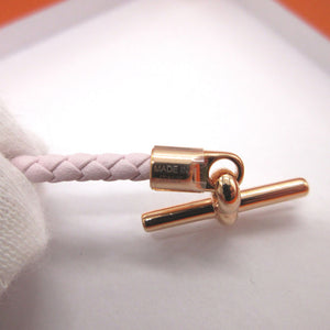 未使用 エルメス グレナン レザー メタル ローズサクラ ローズゴールド ブレスレット 0112【中古】HERMES