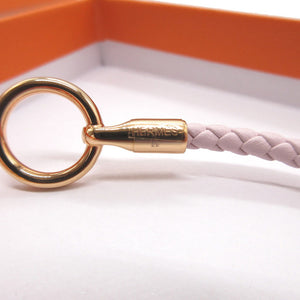 未使用 エルメス グレナン レザー メタル ローズサクラ ローズゴールド ブレスレット 0112【中古】HERMES