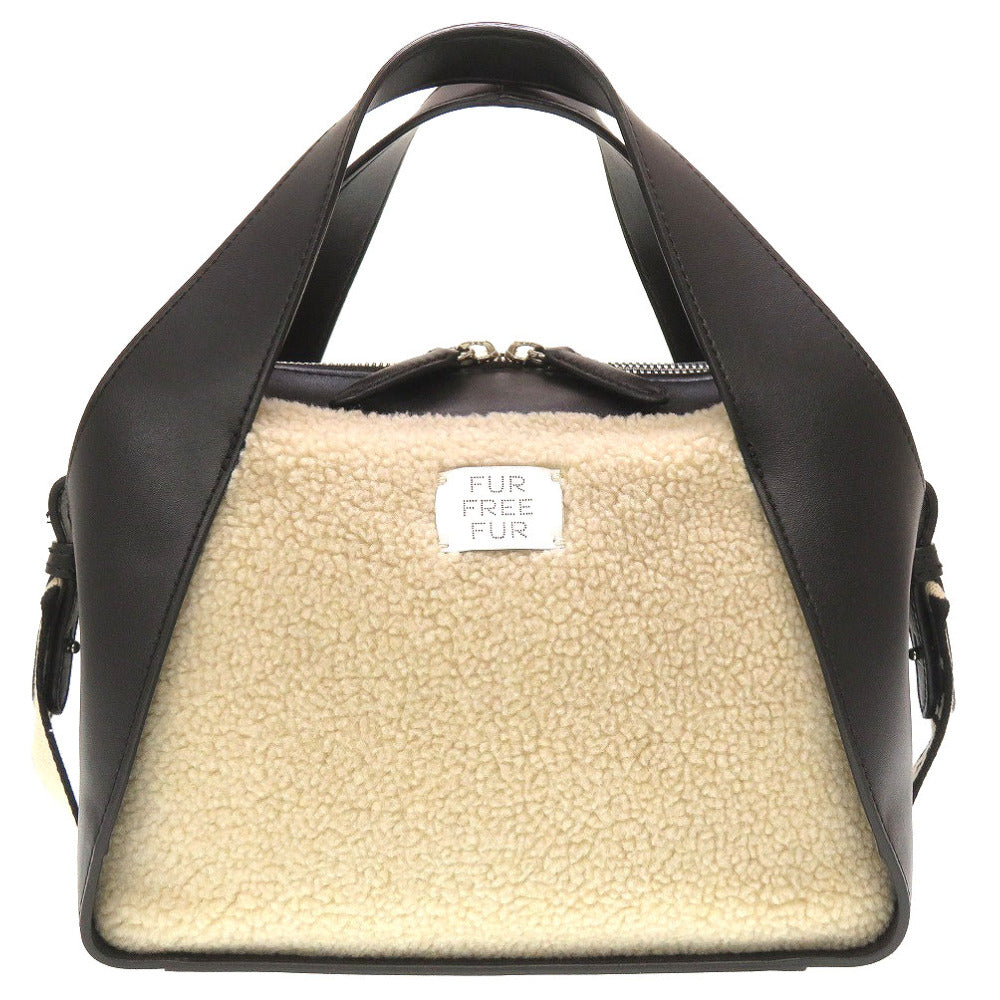 新品同様 ステラマッカートニー アルターナッパ ファー ブラック 黒 アイボリー トート ショルダーバッグ 0117【中古】STELLA McCARTNEY