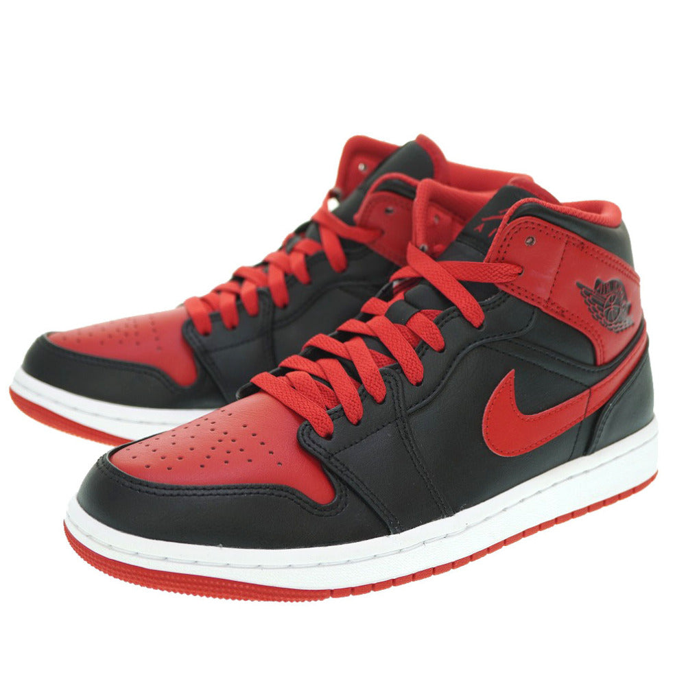 新品同様 ナイキ エアジョーダン1 ミッド スニーカー DQ8426-060 スニーカー 25.5 レザー ブラック 0129【中古】NIKE AIR JORDAN 1 MID メンズ