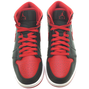 新品同様 ナイキ エアジョーダン1 ミッド スニーカー DQ8426-060 スニーカー 25.5 レザー ブラック 0129【中古】NIKE AIR JORDAN 1 MID メンズ