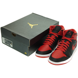 新品同様 ナイキ エアジョーダン1 ミッド スニーカー DQ8426-060 スニーカー 25.5 レザー ブラック 0129【中古】NIKE AIR JORDAN 1 MID メンズ