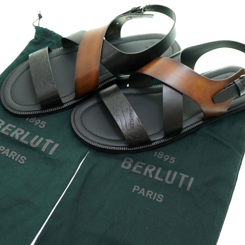 未使用品 ベルルッティ シフノス サンダル レザー ブラック/ブラウン サイズ10.5 シューズ 0130【中古】BERLUTI メンズ
