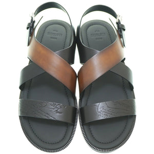 未使用品 ベルルッティ シフノス サンダル レザー ブラック/ブラウン サイズ10.5 シューズ 0130【中古】BERLUTI メンズ