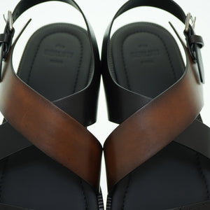 未使用品 ベルルッティ シフノス サンダル レザー ブラック/ブラウン サイズ10.5 シューズ 0130【中古】BERLUTI メンズ