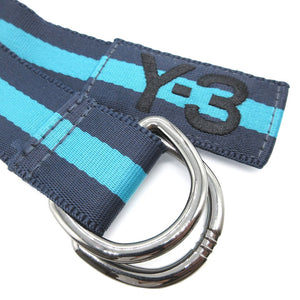 美品 Y-3 ヨウジヤマモト Sサイズ 115㎝ アディダス ナイロン ネイビー 紺 水色 ガチャ ベルト 0142【中古】YOHJI YAMAMOTO adidas