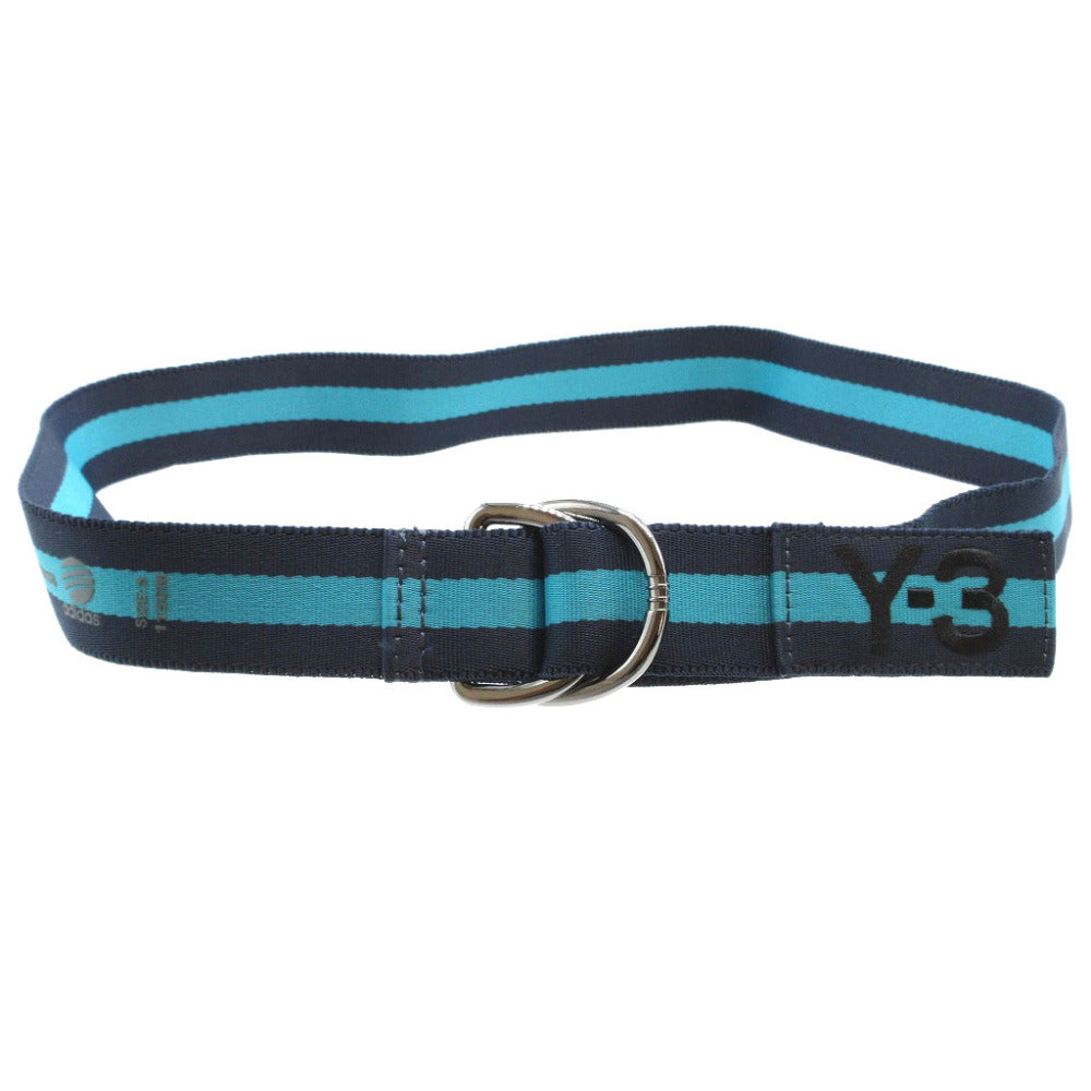 美品 Y-3 ヨウジヤマモト Sサイズ 115㎝ アディダス ナイロン ネイビー 紺 水色 ガチャ ベルト 0142【中古】YOHJI YAMAMOTO adidas