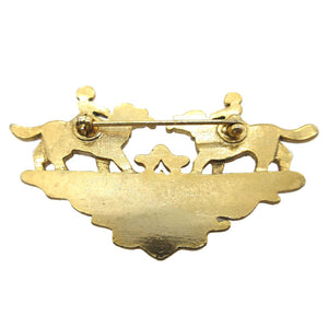 エルメス ドッグモチーフ 七宝焼き メタル ゴールド レッド 赤 ブローチ 0143【中古】HERMES