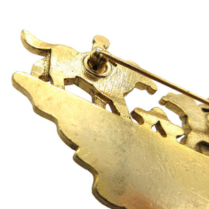 エルメス ドッグモチーフ 七宝焼き メタル ゴールド レッド 赤 ブローチ 0143【中古】HERMES