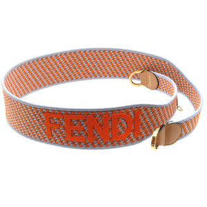 美品 フェンディ キャンバス オレンジ ブルー 青 ショルダーストラップ 0149【中古】FENDI