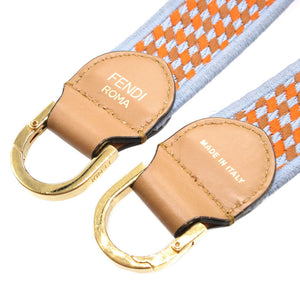 美品 フェンディ キャンバス オレンジ ブルー 青 ショルダーストラップ 0149【中古】FENDI
