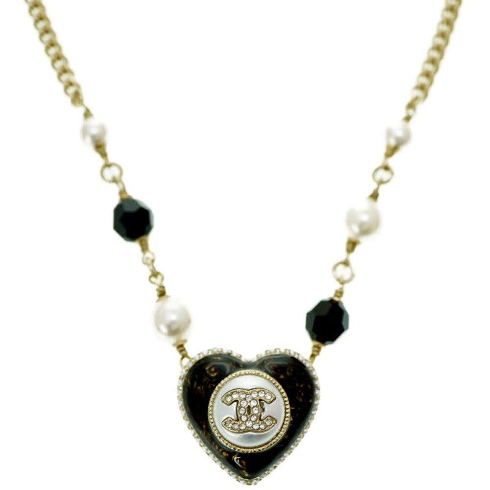 シャネル ココマーク フェイクパール ハート ネックレス B22B アクセサリー 0154【中古】CHANEL