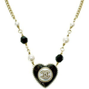 シャネル ココマーク フェイクパール ハート ネックレス B22B アクセサリー 0154【中古】CHANEL