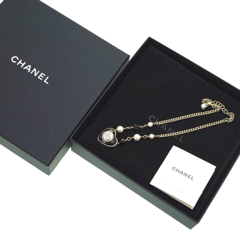 シャネル ココマーク フェイクパール ハート ネックレス B22B アクセサリー 0154【中古】CHANEL