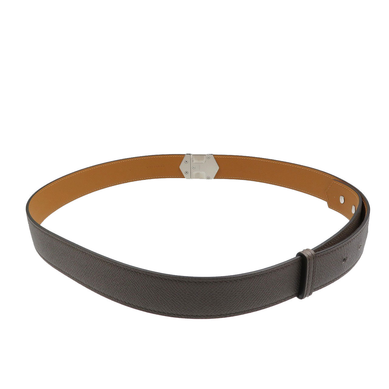 新品同様 エルメス スーパーH Y刻印 ヴォーエプソン シルバー金具 エタン グレー ベルト 0156【中古】HERMES