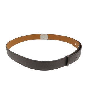 新品同様 エルメス スーパーH Y刻印 ヴォーエプソン シルバー金具 エタン グレー ベルト 0156【中古】HERMES