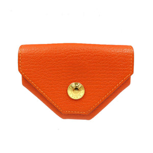 エルメス  ル・カランユイットLE48 G刻印 シェーブル シルバー金具 レッド オレンジ コインケース 0157【中古】HERMES