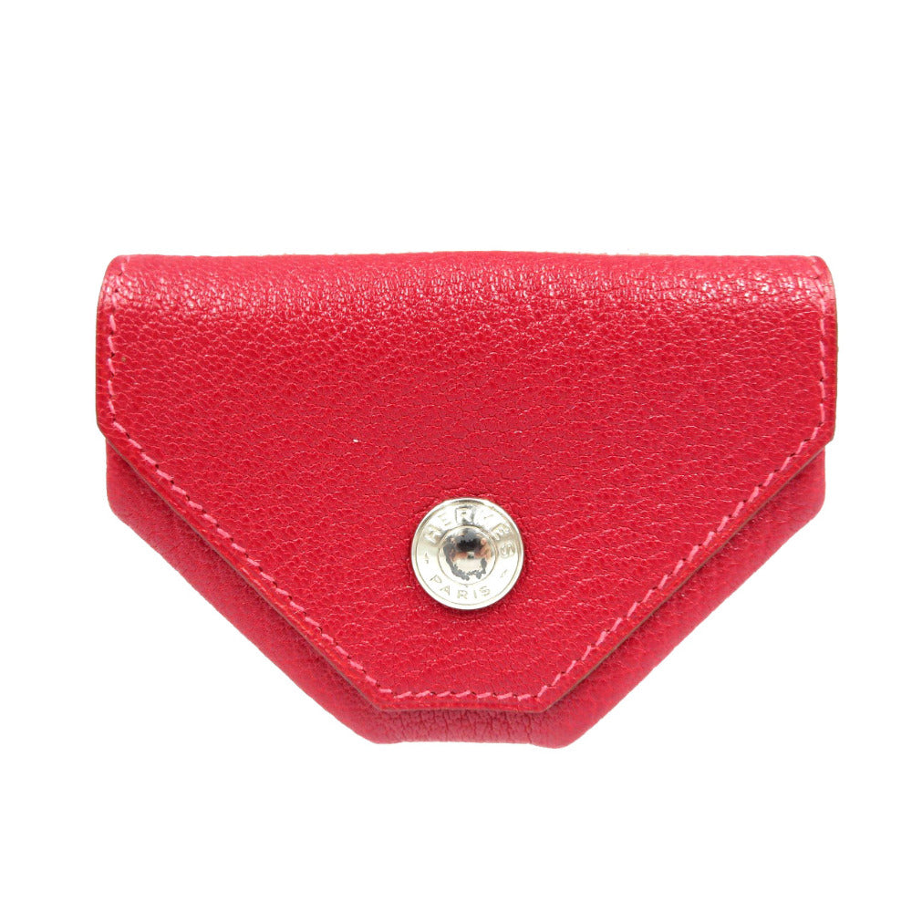 エルメス  ル・カランユイットLE48 G刻印 シェーブル シルバー金具 レッド オレンジ コインケース 0157【中古】HERMES