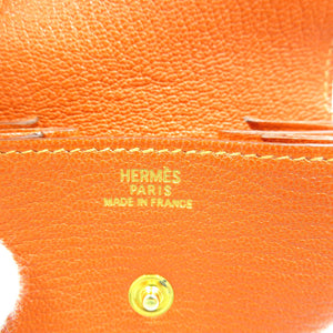 エルメス  ル・カランユイットLE48 G刻印 シェーブル シルバー金具 レッド オレンジ コインケース 0157【中古】HERMES