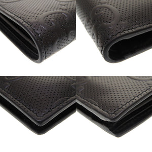 新品同様 グッチ GGエンボス ブラック レザー 625 555 二つ折り財布 財布 黒 0162 【中古】 GUCCI メンズ