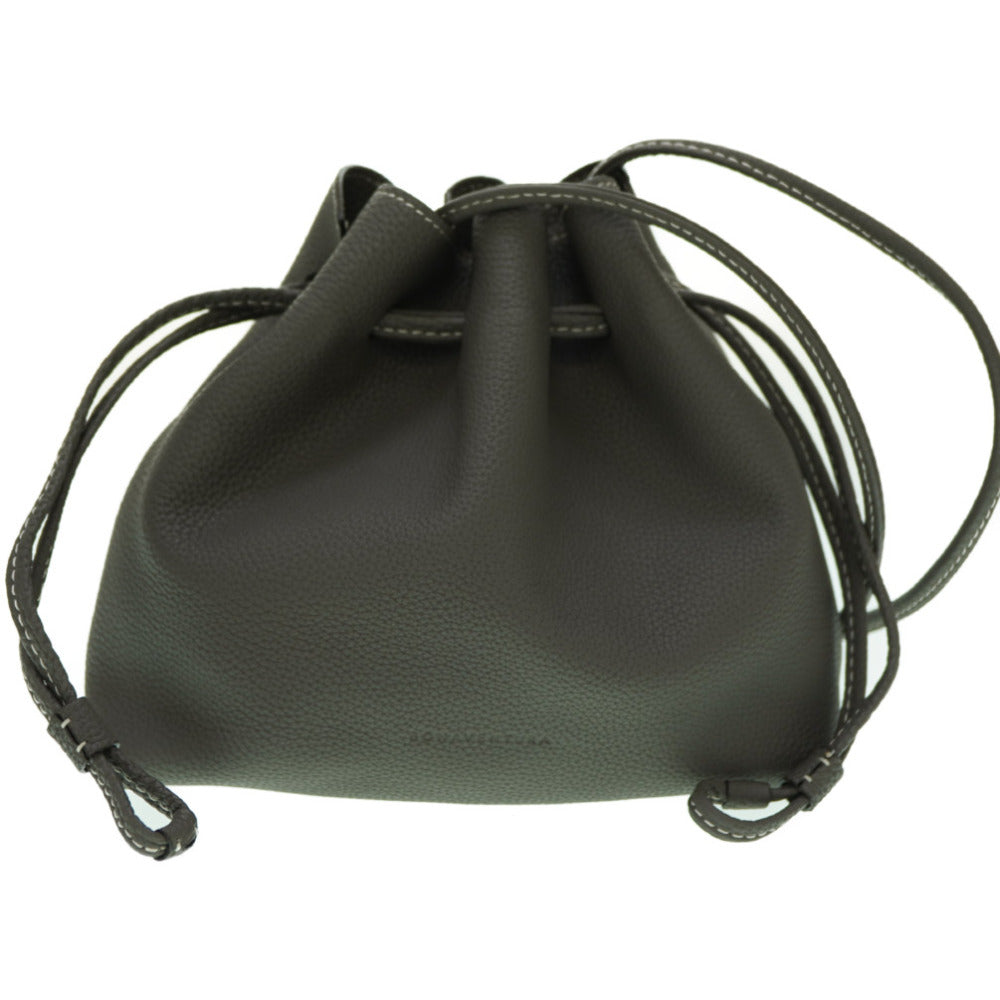 新品同様 ボナベンチュラ ノア 巾着 ショルダーバッグ レザー グレー 0164【中古】BONAVENTURA