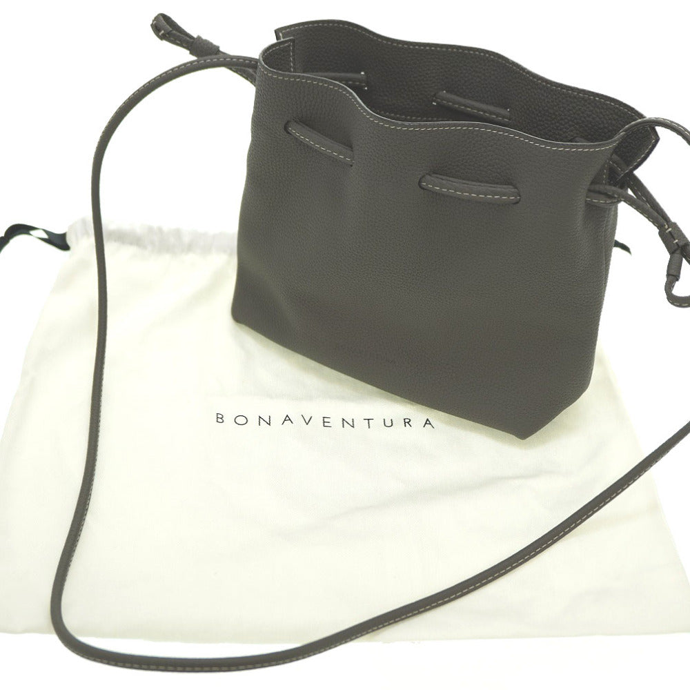 新品同様 ボナベンチュラ ノア 巾着 ショルダーバッグ レザー グレー 0164【中古】BONAVENTURA