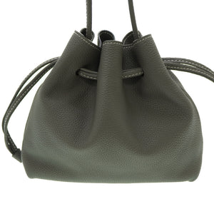 新品同様 ボナベンチュラ ノア 巾着 ショルダーバッグ レザー グレー 0164【中古】BONAVENTURA