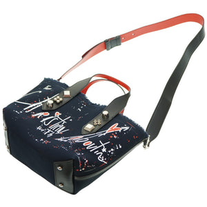 新品同様 クリスチャンルブタン フランジバス スモール Frangibus 3215121 ショルダー トート バッグ キャンバス/レザー ネイビー 紺 0165【中古】Christian Louboutin Frangibus