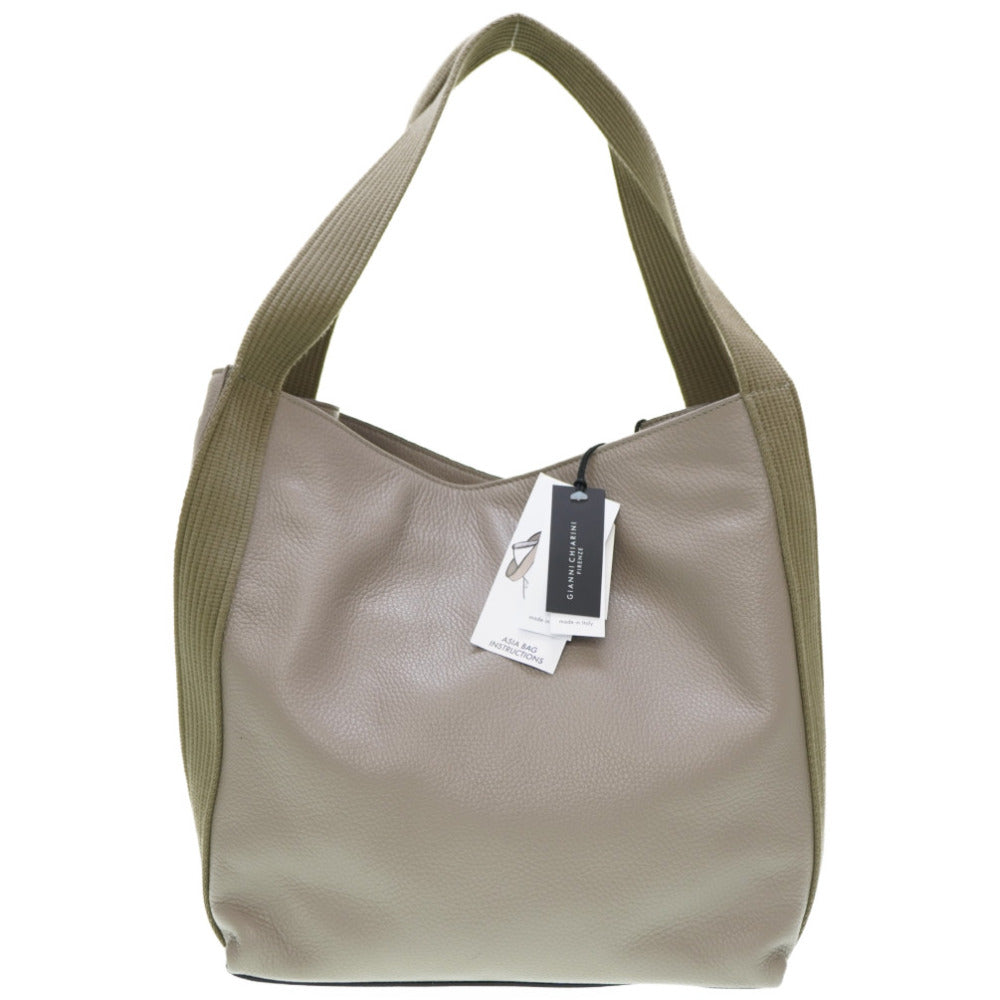 新品同様 ジャンニ キアリーニ ASIA トートバッグ  レザー グレー 0166【中古】GIANNI CHIARINI