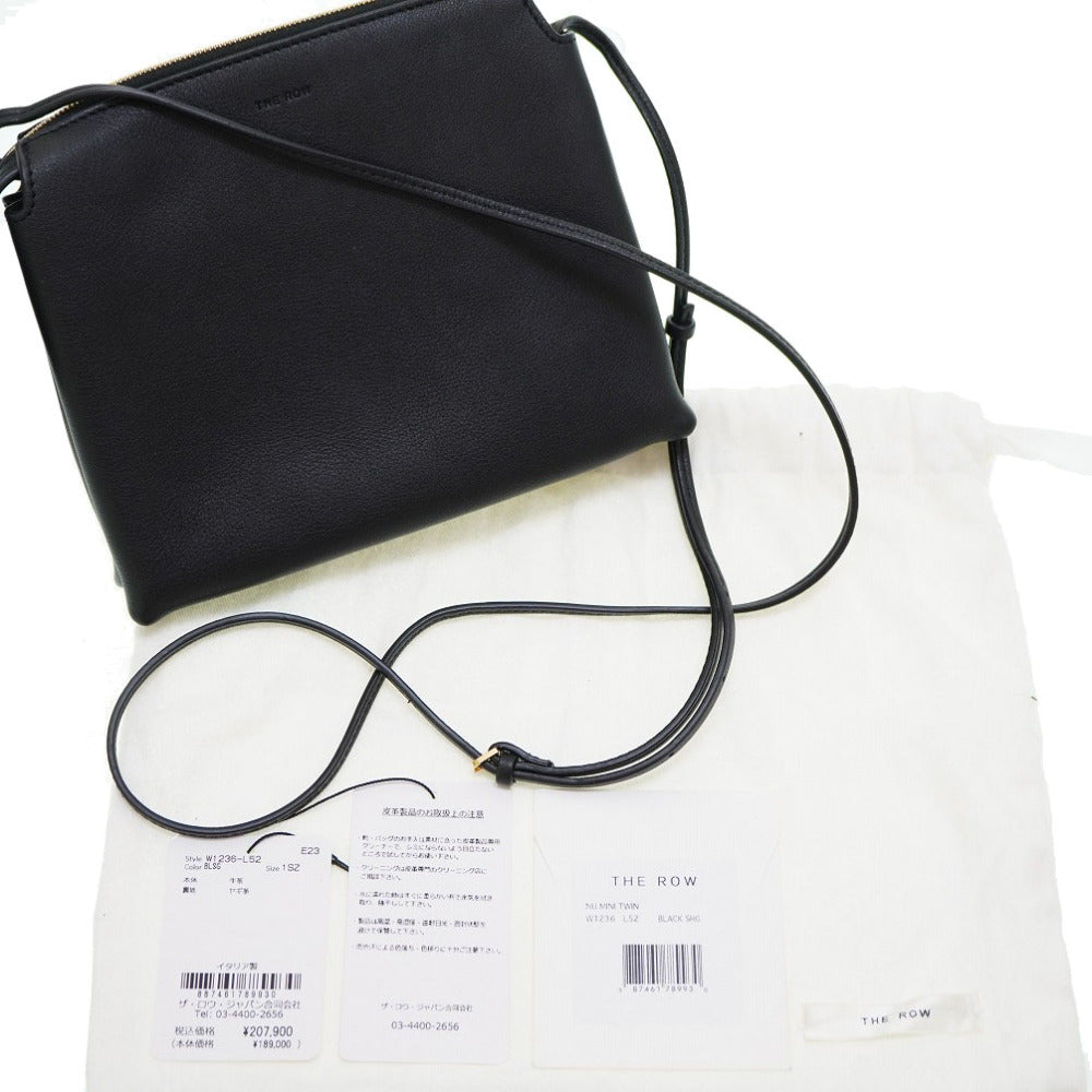 新品同様 ザ ロウ ニュー ミニ ツイン W1236 ショルダーバッグ レザー ブラック 黒 0169【中古】THE ROW NU Mini TWIN