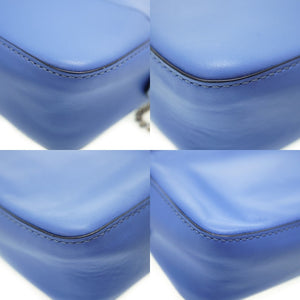 J&M デヴィッドソン ぺブル ミニ チェーン ショルダーバッグ レザー ブルー 青 0176【中古】J&M Davidson ジェイアンドエム