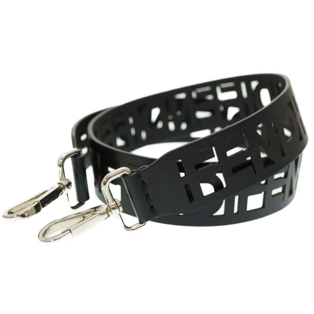 新品同様 フェンディ ストラップユー ロゴ レザー ショルダーストラップ ブラック 黒 0179【中古】FENDI