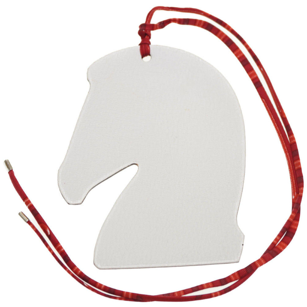 美品 エルメス サマルカンド バッグチャーム キーホルダー レザー/シルク ホワイト/オレンジ 0181【中古】HERMES