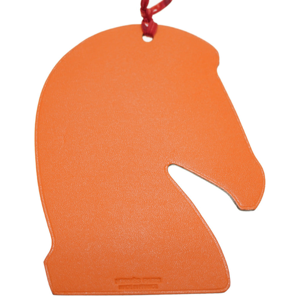 美品 エルメス サマルカンド バッグチャーム キーホルダー レザー/シルク ホワイト/オレンジ 0181【中古】HERMES