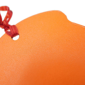 美品 エルメス サマルカンド バッグチャーム キーホルダー レザー/シルク ホワイト/オレンジ 0181【中古】HERMES