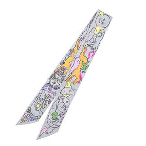 未使用 エルメス ツイリー 千と一のウサギ シルク グリ・ペルル グレー スカーフ 0234【中古】HERMES