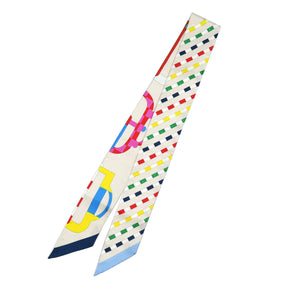 新品同様 エルメス ツイリー プリュムティ シルク クレ ブルー レッド スカーフ 0238【中古】HERMES