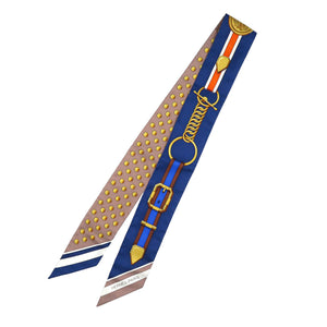 新品同様 エルメス ツイリー グラン トゥラララ シルク マリン マロングラッセ ゴールド スカーフ 0239【中古】HERMES