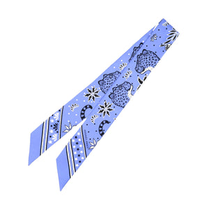 未使用 エルメス ツイリー レオパード シルク ラベンダー ノワール ブラン スカーフ 0248【中古】HERMES