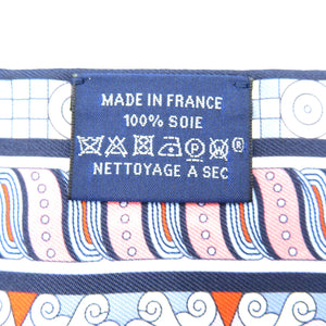 新品同様 エルメス ツイリー ハーネスの薔薇窓 シルク マリーヌ ローズ ジョーヌ ネイビー スカーフ 0249【中古】HERMES