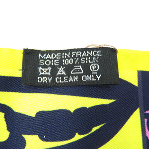 未使用 エルメス ツイリー 無秩序 シルク ジョーヌヴィフ ローズ オレンジ マルチカラー スカーフ 0252【中古】HERMES