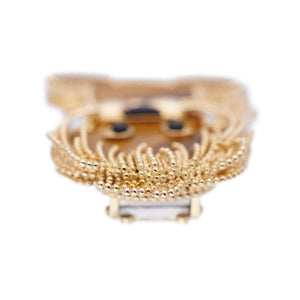 新品同様 ヴァンクリーフ＆アーペル ラッキーアニマルズ リオン ブローチ タイガーアイ / K18YG 750 /オニキス ゴールド ブラウン ジュエリー 0002【中古】Van Cleef & Arpels アクセサリー