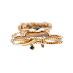 新品同様 ヴァンクリーフ＆アーペル ラッキーアニマルズ リオン ブローチ タイガーアイ / K18YG 750 /オニキス ゴールド ブラウン ジュエリー 0002【中古】Van Cleef & Arpels アクセサリー