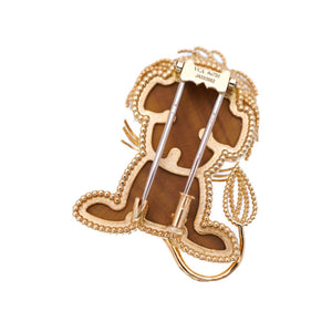 新品同様 ヴァンクリーフ＆アーペル ラッキーアニマルズ リオン ブローチ タイガーアイ / K18YG 750 /オニキス ゴールド ブラウン ジュエリー 0002【中古】Van Cleef & Arpels アクセサリー