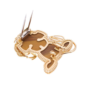 新品同様 ヴァンクリーフ＆アーペル ラッキーアニマルズ リオン ブローチ タイガーアイ / K18YG 750 /オニキス ゴールド ブラウン ジュエリー 0002【中古】Van Cleef & Arpels アクセサリー