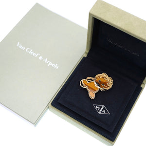 新品同様 ヴァンクリーフ＆アーペル ラッキーアニマルズ リオン ブローチ タイガーアイ / K18YG 750 /オニキス ゴールド ブラウン ジュエリー 0002【中古】Van Cleef & Arpels アクセサリー