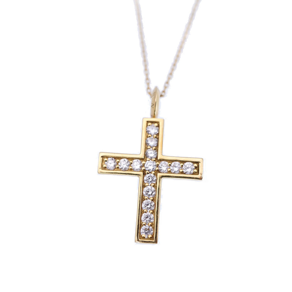 美品 アイファニー ダイヤモンド/K18YG クロス ネックレス 750 イエローゴールド/ダイヤ ペンダント アクセサリー ジュエリー 0003【中古】EYEFUNNY