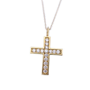 美品 アイファニー ダイヤモンド/K18YG クロス ネックレス 750 イエローゴールド/ダイヤ ペンダント アクセサリー ジュエリー 0003【中古】EYEFUNNY