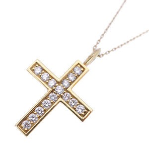 美品 アイファニー ダイヤモンド/K18YG クロス ネックレス 750 イエローゴールド/ダイヤ ペンダント アクセサリー ジュエリー 0003【中古】EYEFUNNY