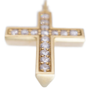 美品 アイファニー ダイヤモンド/K18YG クロス ネックレス 750 イエローゴールド/ダイヤ ペンダント アクセサリー ジュエリー 0003【中古】EYEFUNNY